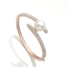 Alibaba Express cheap artificial jewelry nice artificial diamond and pearl bangle bracelet jewelry